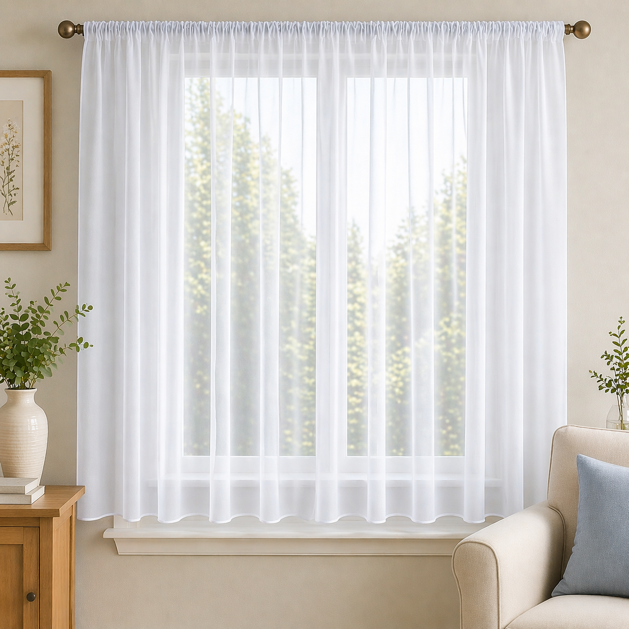 Albany White Net Curtain