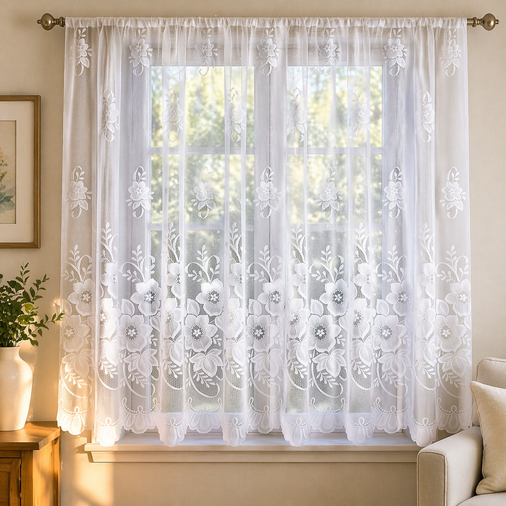 New York White Net Curtain